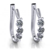 1.10 ct Ladies Round Cut Diamond Hoop Huggie Earrings 1.10 ct Ladies Round Cut Diamond Hoop Huggie Earrings